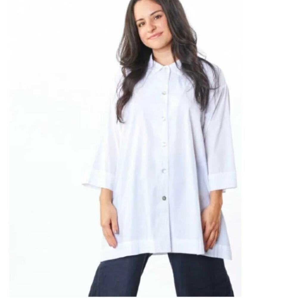 Bryn Walker Gordon Relaxed Fit Shirt White Cotton Blend Sz small
